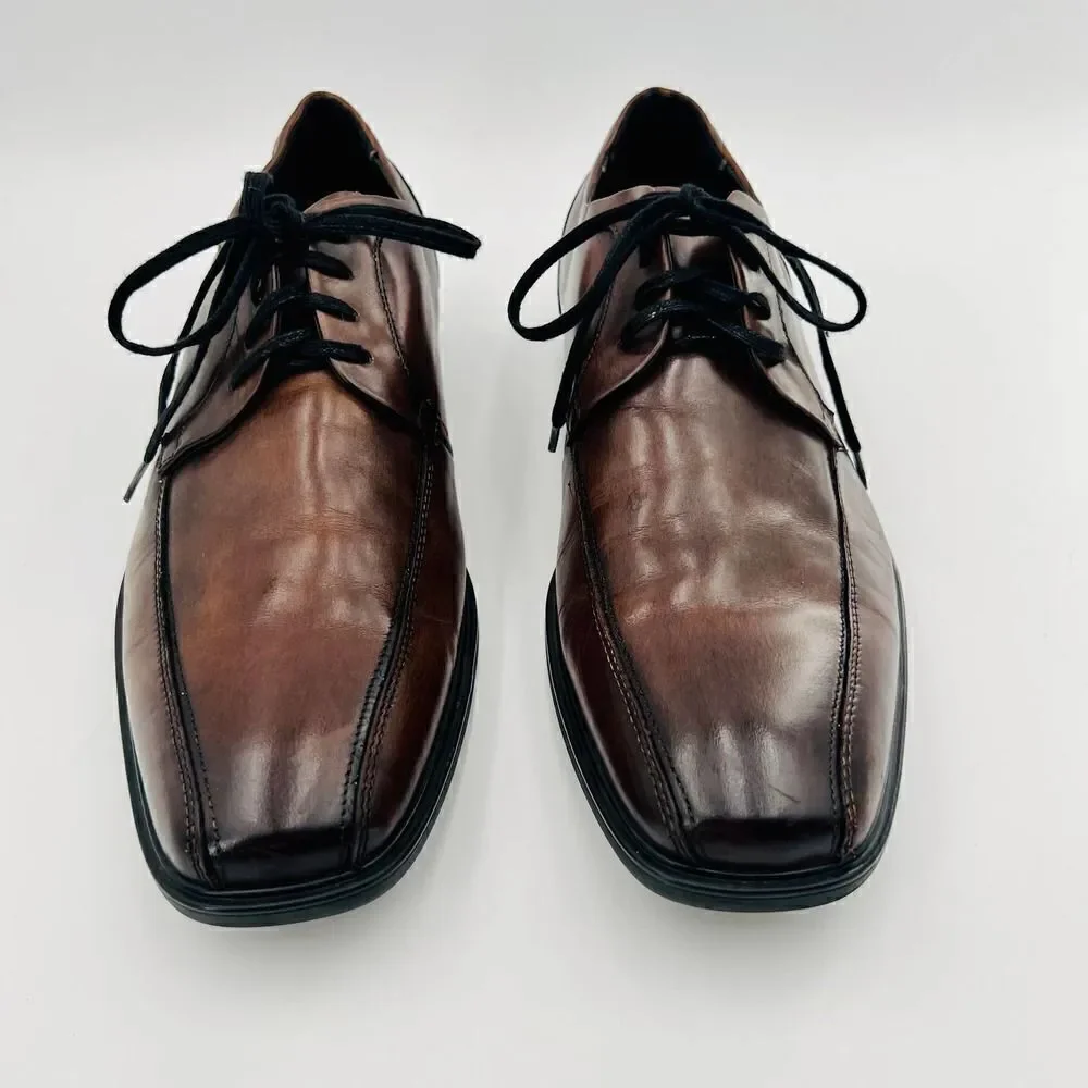 Kenneth Cole Reaction Get Busy Brown Leather Oxfords Size 11